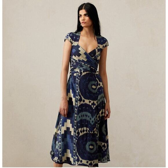 Ralph Lauren Collection Purple Label Silk Midi Cocktail Dress 2 Southwestern $3K - Picture 1 of 13